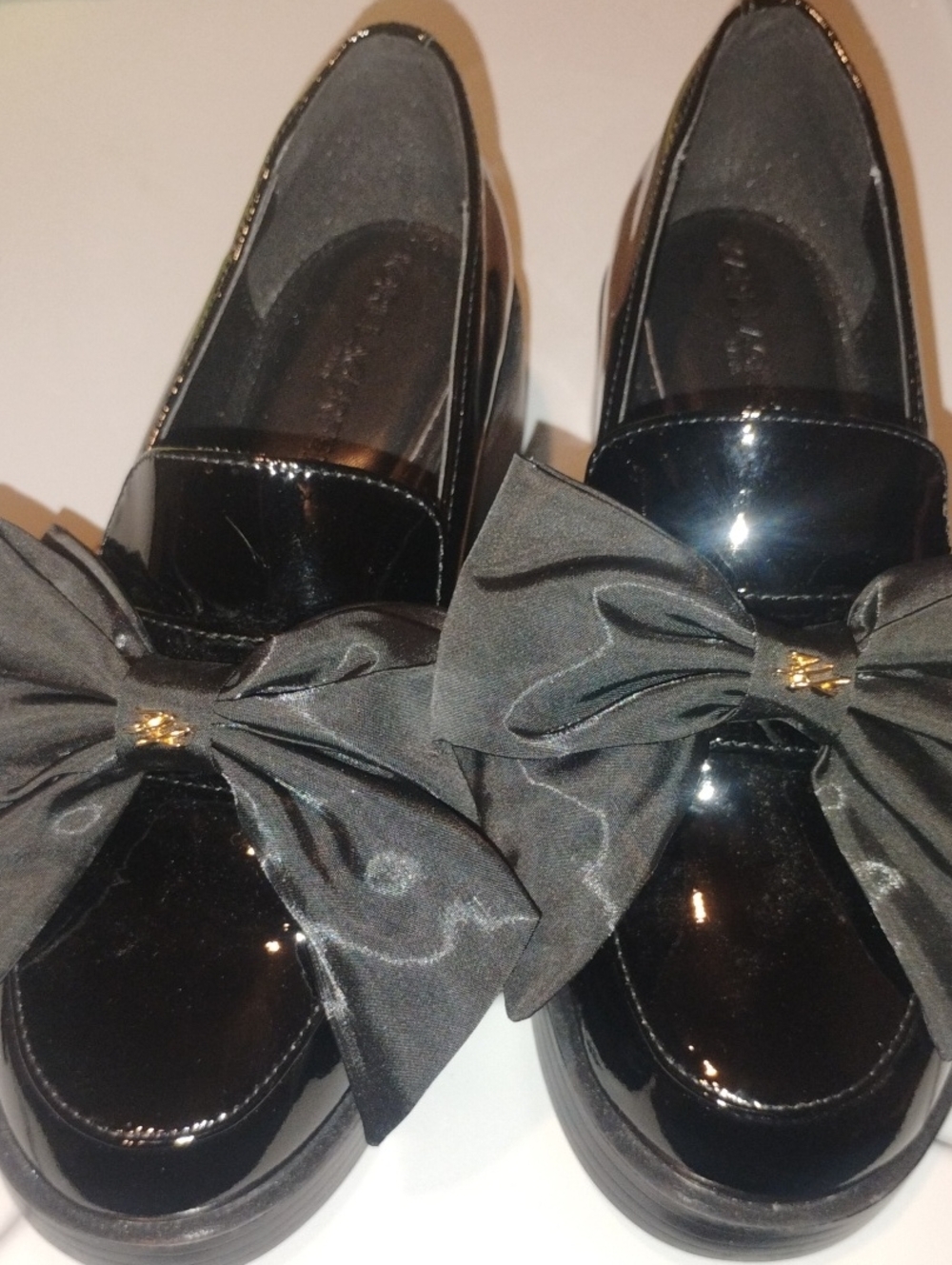 Karl Lagerfeld Black Patent Bow Loafers